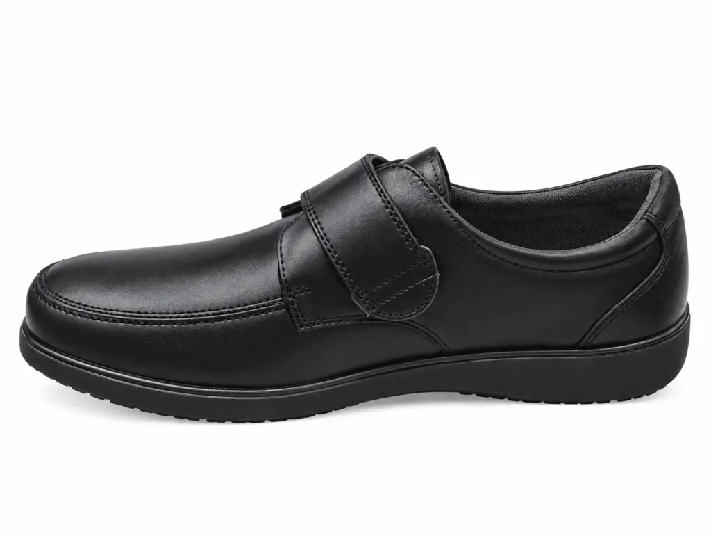 Zapato de piel velcro para pies anchos o con juanetes