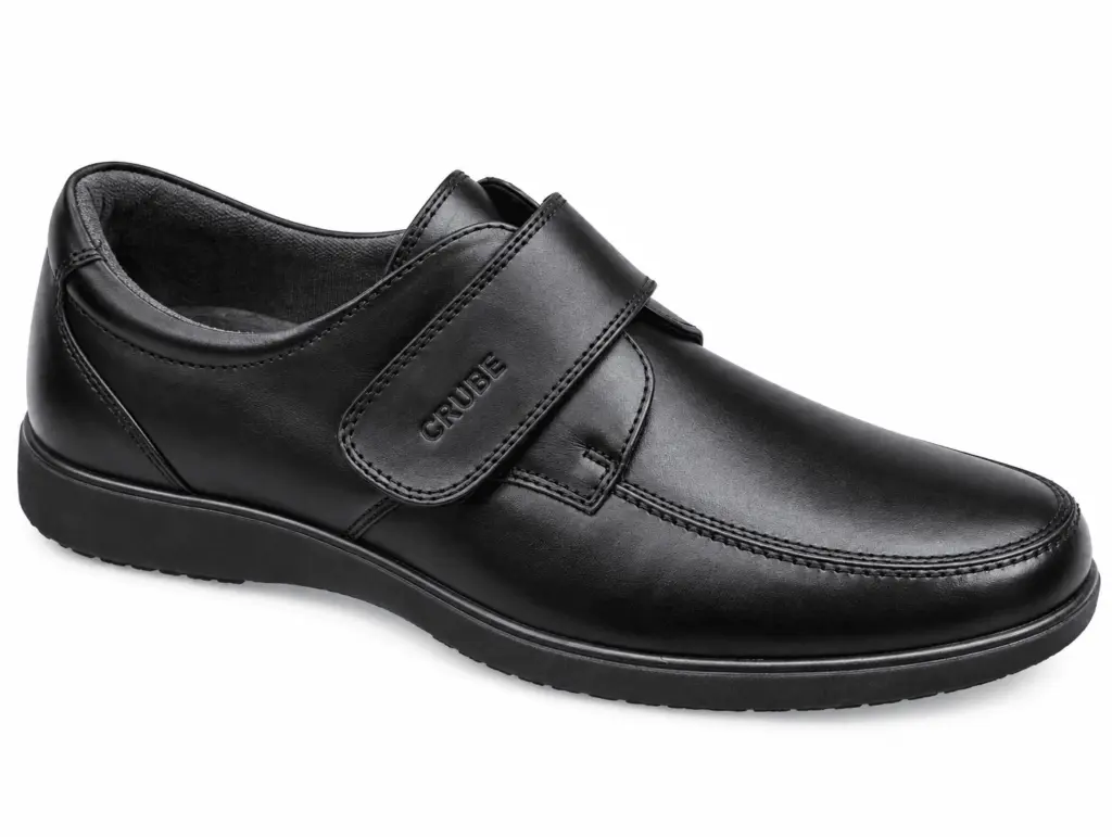 Zapato de piel velcro para pies anchos o con juanetes